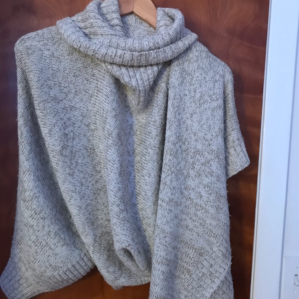 Magaschoni Droopy Neck Metallic Cropped Sweater